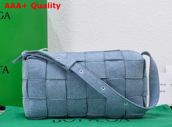 Bottega Veneta Brick Cassette Light Blue Intrecciato Denim Replica