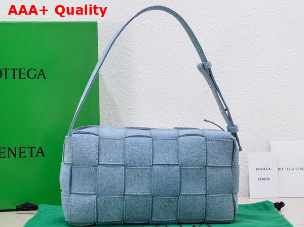 Bottega Veneta Brick Cassette Light Blue Intrecciato Denim Replica