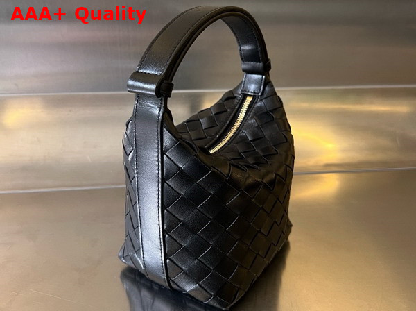 Bottega Veneta Candy Wallace Black Micro Intrecciato Leather Shoulder Bag Replica