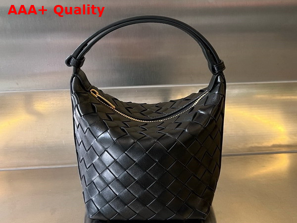 Bottega Veneta Candy Wallace Black Micro Intrecciato Leather Shoulder Bag Replica