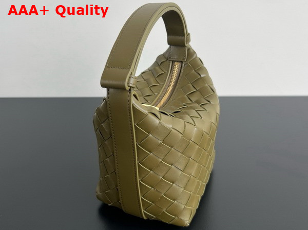 Bottega Veneta Candy Wallace Kaki Micro Intrecciato Leather Shoulder Bag Replica