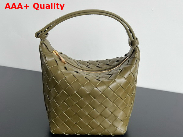 Bottega Veneta Candy Wallace Kaki Micro Intrecciato Leather Shoulder Bag Replica