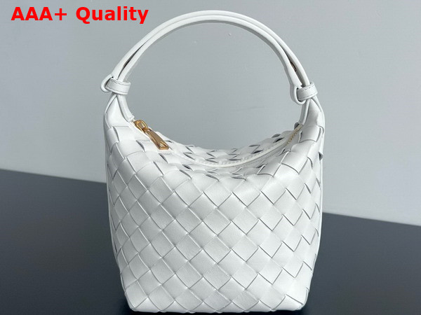 Bottega Veneta Candy Wallace White Micro Intrecciato Leather Shoulder Bag Replica