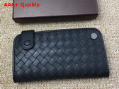 Bottega Veneta Card Wallet in Black Intreccio Leather Replica