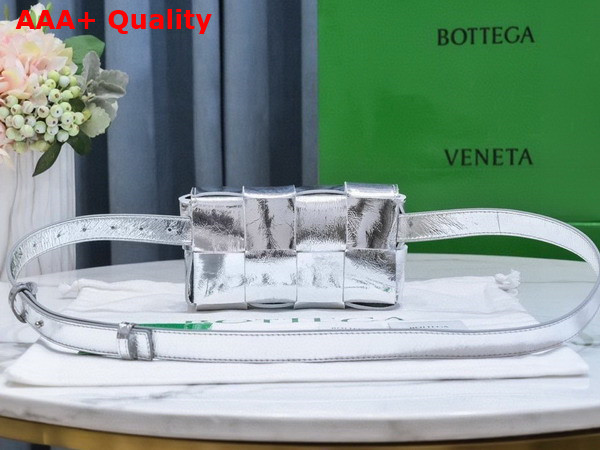 Bottega Veneta Cassette Belt Bag Silver Lamb Skin Replica