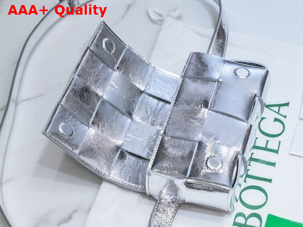 Bottega Veneta Cassette Belt Bag Silver Lamb Skin Replica