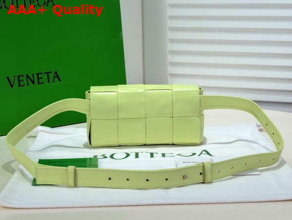 Bottega Veneta Cassette Belt Bag in Light Yellow Intreccio Calfskin Replica