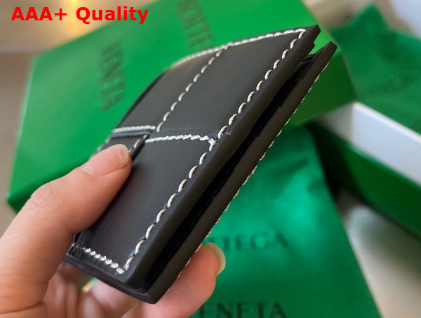 Bottega Veneta Cassette Bi Fold Wallet in Black Leather Replica