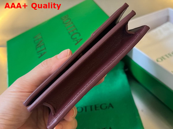 Bottega Veneta Cassette Business Card Case in Barolo Intreccio Leather Replica