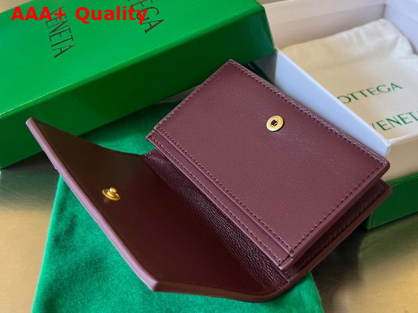 Bottega Veneta Cassette Business Card Case in Barolo Intreccio Leather Replica