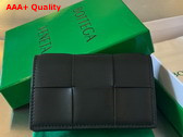 Bottega Veneta Cassette Business Card Case in Black Intreccio Leather Replica