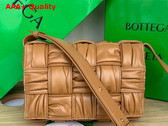 Bottega Veneta Cassette Camel Foulard Intreccio Leather Cross Body Bag Replica