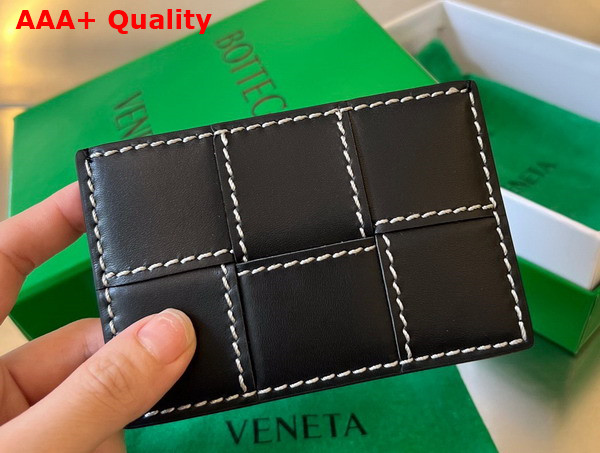 Bottega Veneta Cassette Card Case in Black Leather Replica