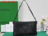 Bottega Veneta Cassette Pouch On Strap Black Intreccio Leather Replica