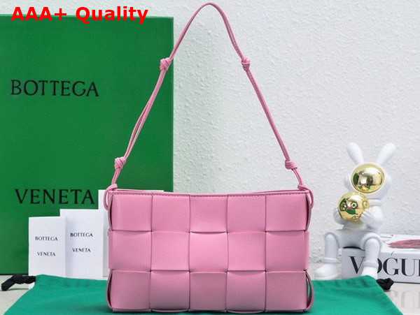 Bottega Veneta Cassette Pouch On Strap Milkshake Intreccio Leather Replica