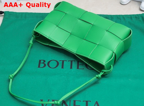 Bottega Veneta Cassette Pouch On Strap Parakeet Intreccio Leather Replica