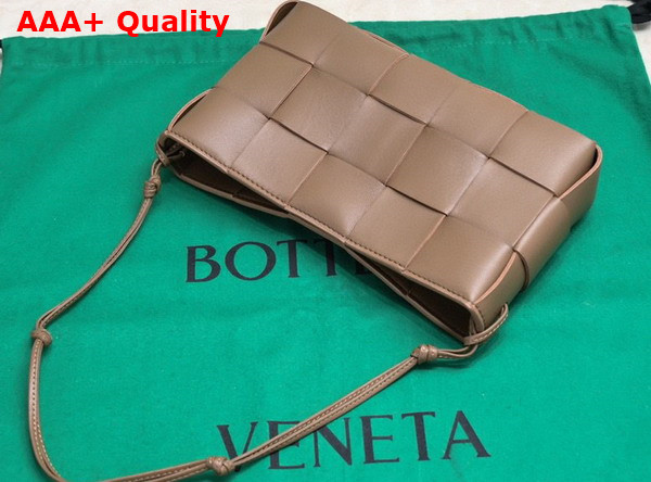 Bottega Veneta Cassette Pouch On Strap Taupe Grey Intreccio Leather Replica