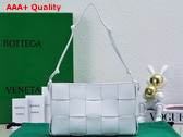 Bottega Veneta Cassette Pouch On Strap White Intreccio Leather Replica