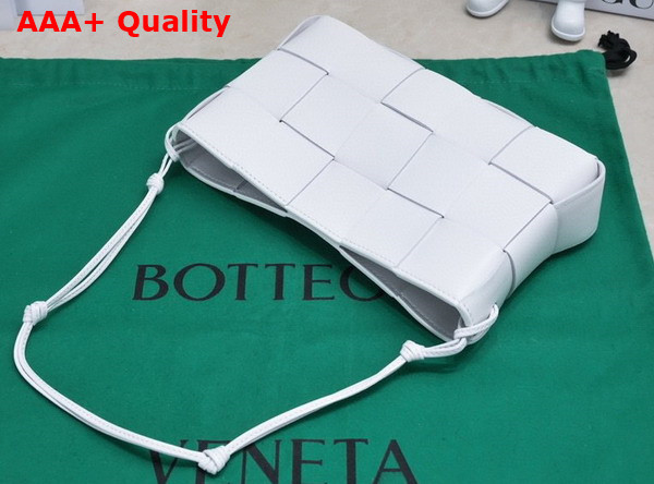 Bottega Veneta Cassette Pouch On Strap White Intreccio Leather Replica