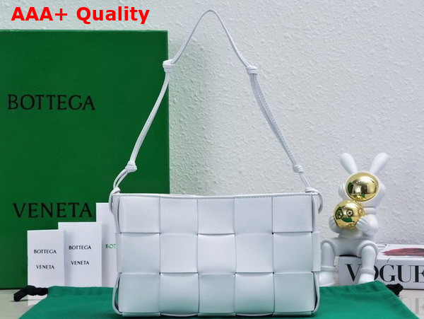 Bottega Veneta Cassette Pouch On Strap White Intreccio Leather Replica