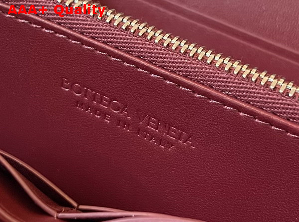 Bottega Veneta Cassette Zip Around Wallet in Barolo Intrecciato Leather Replica