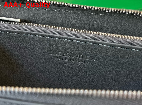 Bottega Veneta Cassette Zip Around Wallet in Thunder Intrecciato Leather Replica