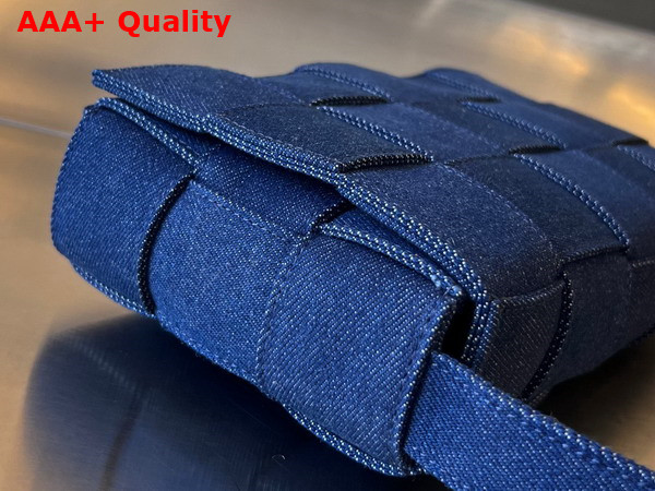 Bottega Veneta Cassette in Indigo Intreccio Denim Replica