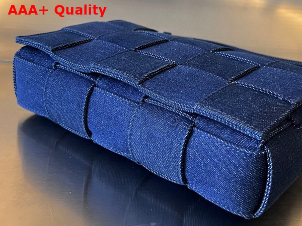 Bottega Veneta Cassette in Indigo Intreccio Denim Replica