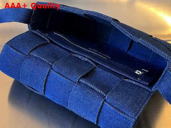 Bottega Veneta Cassette in Indigo Intreccio Denim Replica