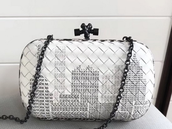 Bottega Veneta Chain Knot in White Monogram Print Nappa Leather