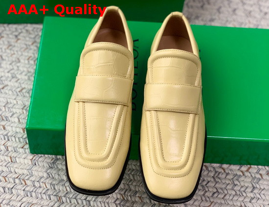 Bottega Veneta Crocodile Print Calf Leather Loafers in Butter Replica