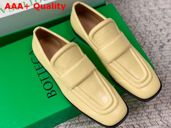 Bottega Veneta Crocodile Print Calf Leather Loafers in Butter Replica