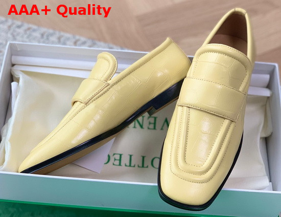 Bottega Veneta Crocodile Print Calf Leather Loafers in Butter Replica