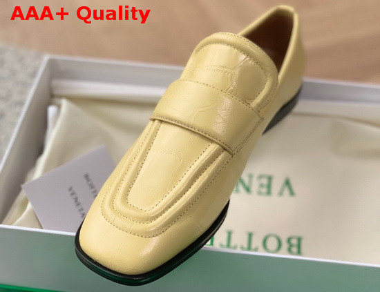 Bottega Veneta Crocodile Print Calf Leather Loafers in Butter Replica