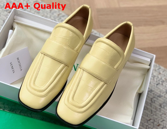 Bottega Veneta Crocodile Print Calf Leather Loafers in Butter Replica