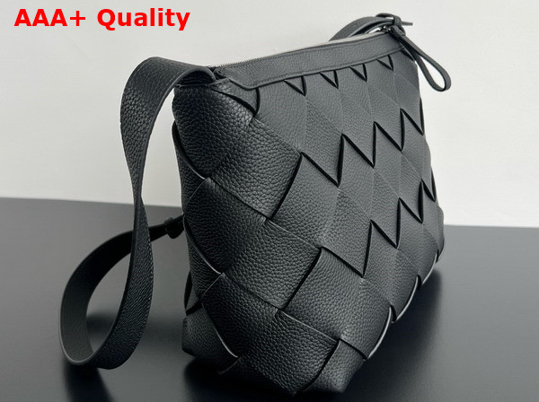 Bottega Veneta Diago Hobo Bag in Black Grained Intreccio Leather Replica