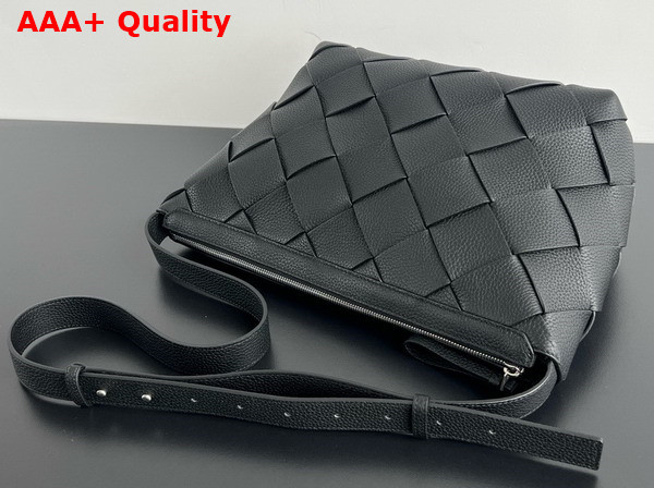 Bottega Veneta Diago Hobo Bag in Black Grained Intreccio Leather Replica