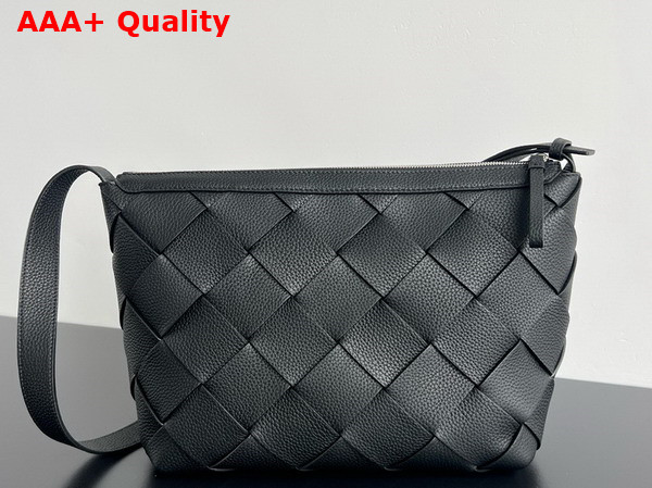 Bottega Veneta Diago Hobo Bag in Black Grained Intreccio Leather Replica