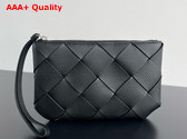 Bottega Veneta Diago Medium Pouch in Black Grained Intreccio Leather Replica