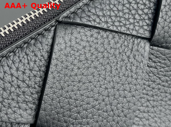 Bottega Veneta Diago Medium Pouch in Black Grained Intreccio Leather Replica