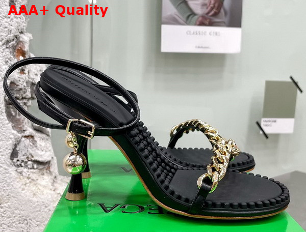 Bottega Veneta Dot Sandal in Black Lamb Skin Replica