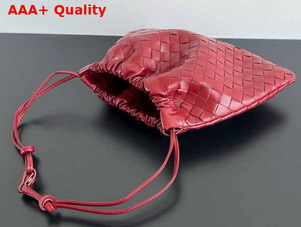 Bottega Veneta Dustbag in Dark Red Intrecciato Calfskin Leather Replica