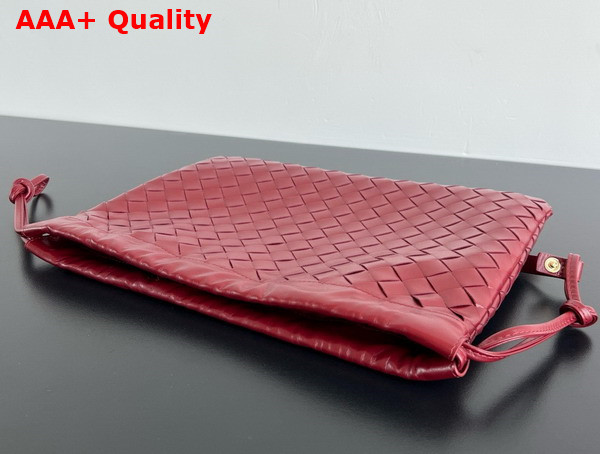 Bottega Veneta Dustbag in Dark Red Intrecciato Calfskin Leather Replica