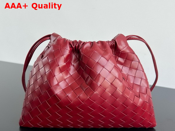 Bottega Veneta Dustbag in Dark Red Intrecciato Calfskin Leather Replica