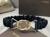 Bottega Veneta Elasticated Leather Belt with a Savoy Knot Buckle Black Nappa Leather