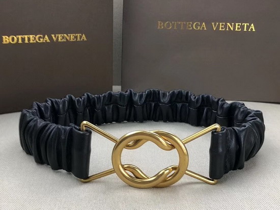 Bottega Veneta Elasticated Leather Belt with a Savoy Knot Buckle Black Nappa Leather