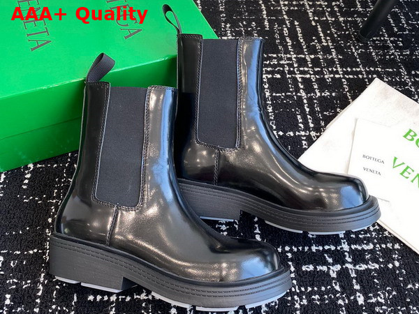 Bottega Veneta Fireman Chelsea Ankle Boot in Black Brushed Leather Replica