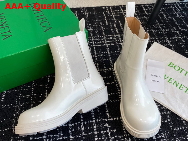 Bottega Veneta Fireman Chelsea Ankle Boot in Optic White Brushed Leather Replica