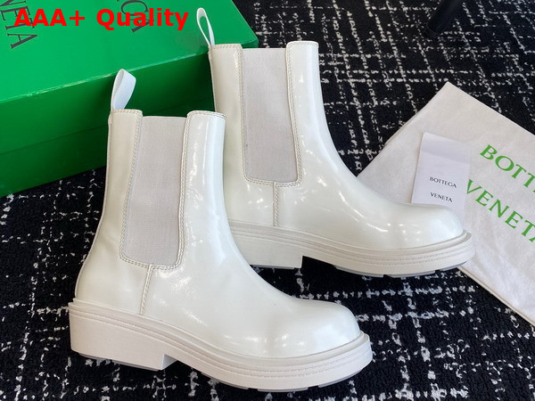 Bottega Veneta Fireman Chelsea Ankle Boot in Optic White Brushed Leather Replica