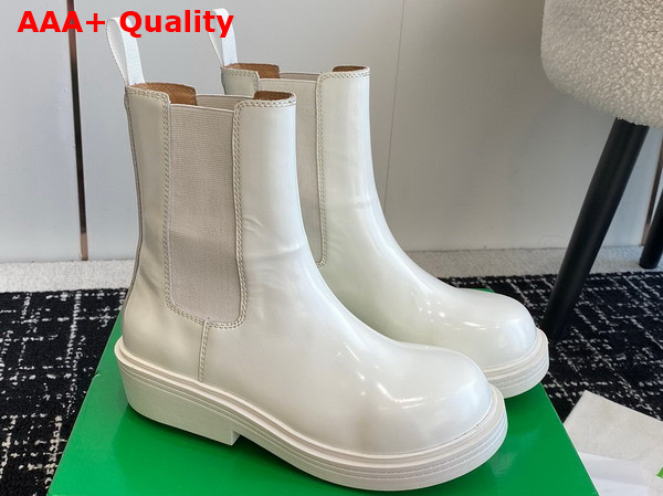 Bottega Veneta Fireman Chelsea Ankle Boot in Optic White Brushed Leather Replica